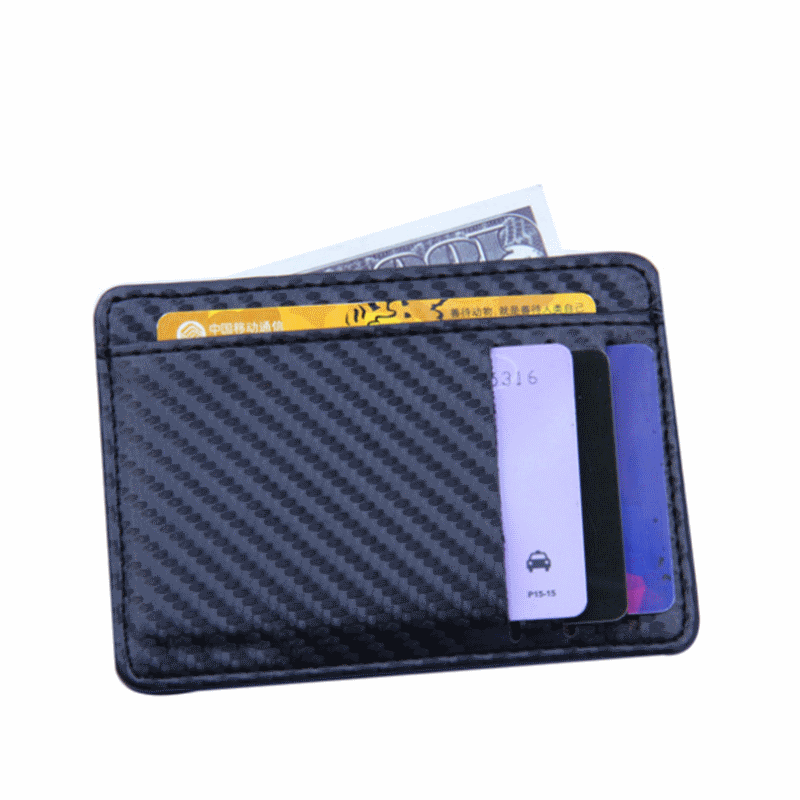 WALLET Slim PU Leather Wallet With 9 Pockets - Carbon Black